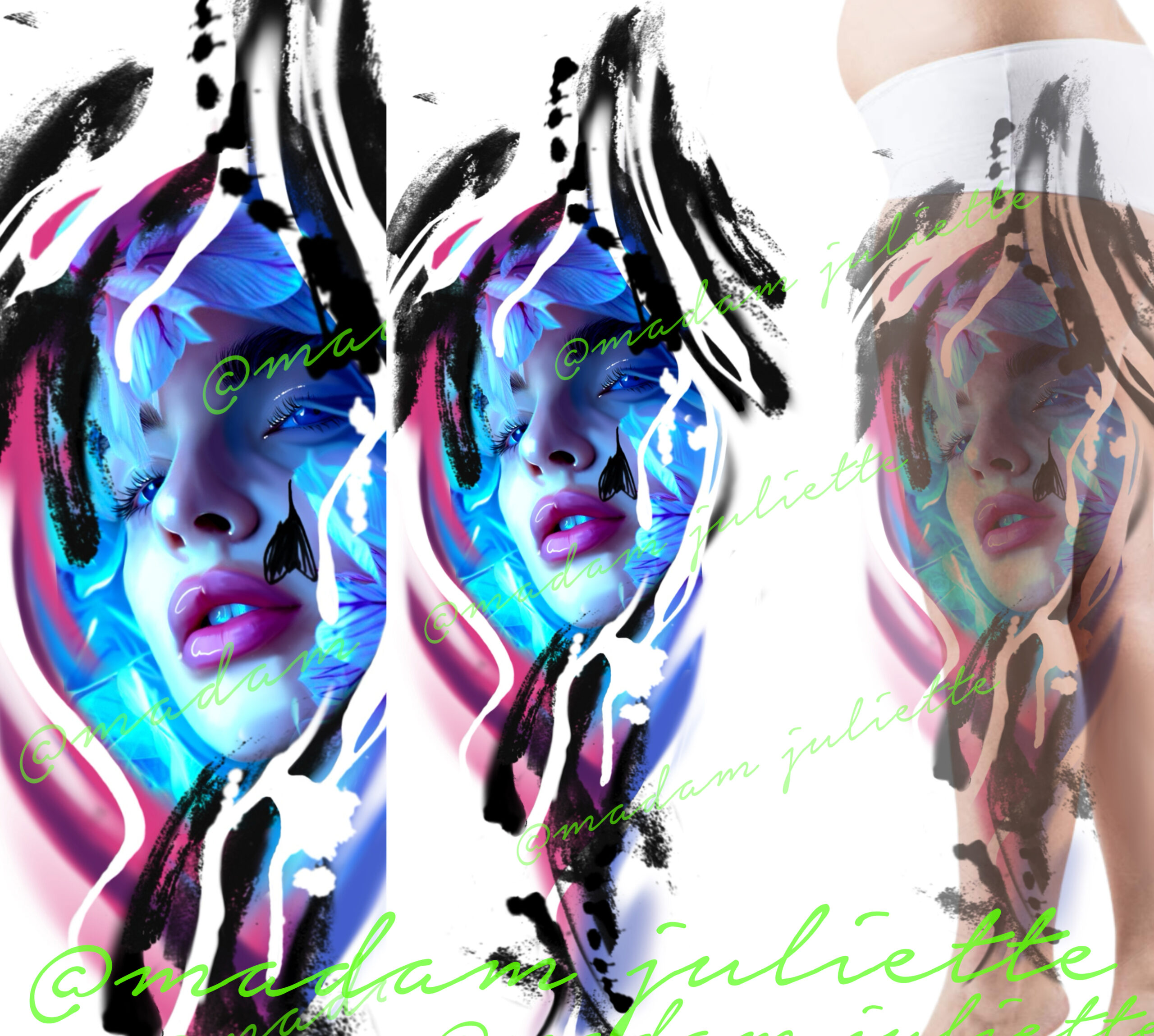 Voyage 1 voyage Madam Juliette Tatoueuse Portraits Réalistes Couleur Abstraction à Framerville-Rainecourt 80131, dans la Somme, en Picardie (80).